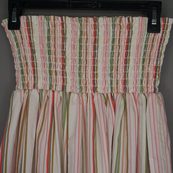 Mystic Sun Strapless Smocked Midi White Striped Sundress with Ruffle Hem size S - Picture 9 of 16